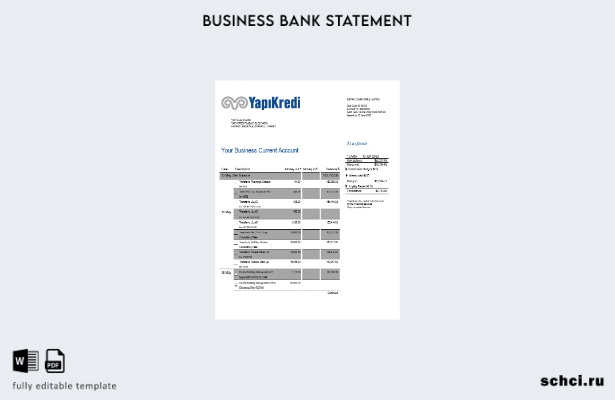 цифровая загрузка выписки по счету организации Yapi Kredi Bank Word и PDF шаблон